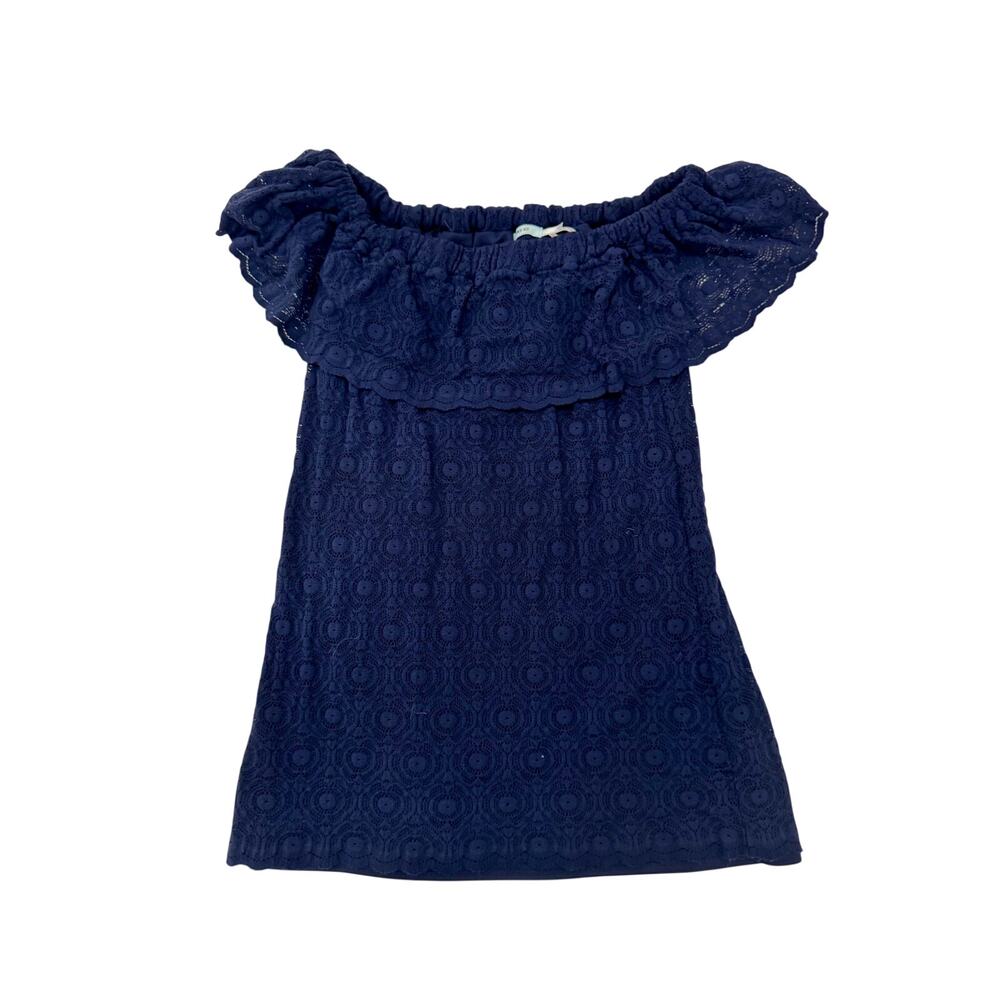 Kimchi Blue Off Shoulder Lace Top Small Navy Blue Ruffle Cottagecore Feminine